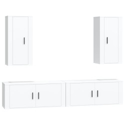 vidaXL 4-tlg. TV-Schrank-Set Weiß Holzwerkstoff