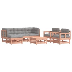 vidaXL 7-tlg. Garten-Lounge-Set mit Kissen Massivholz Douglasie