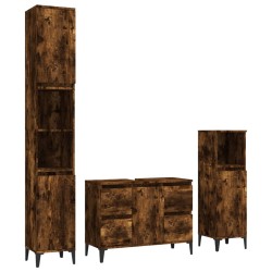 vidaXL 3-tlg. Badmöbel-Set Räuchereiche Holzwerkstoff