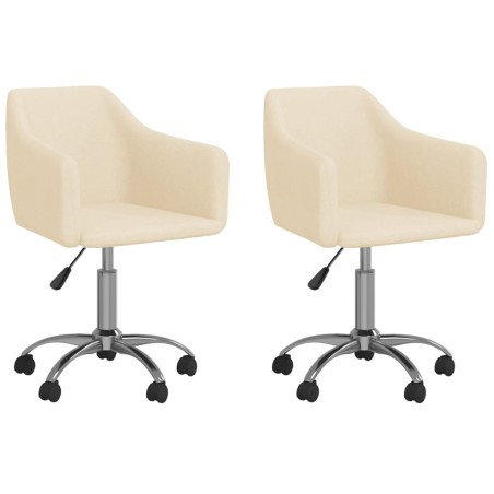 Esszimmerstühle 2 Stk. Drehbar Creme Stoff