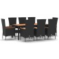 vidaXL 9-tlg. Garten-Essgruppe mit Kissen Schwarz Poly Rattan vidaXL 9-tlg. Garten-Essgruppe mit Kissen Schwarz Poly Rattan