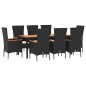 vidaXL 9-tlg. Garten-Essgruppe mit Kissen Schwarz Poly Rattan vidaXL 9-tlg. Garten-Essgruppe mit Kissen Schwarz Poly Rattan
