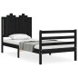 vidaXL Massivholzbett mit Kopfteil Schwarz 90x200 cm vidaXL Massivholzbett mit Kopfteil Schwarz 90x200 cm