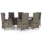 vidaXL 7-tlg. Garten-Essgruppe mit Kissen Schwarz und Grau Poly Rattan vidaXL 7-tlg. Garten-Essgruppe mit Kissen Schwarz und Grau Poly Rattan