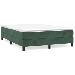 vidaXL Boxspringbett mit Matratze Dunkelgrün 140x190 cm Samt