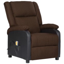 Massagesessel Dunkelbraun Kunstleder und Stoff
