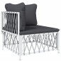 vidaXL 3-tlg. Garten-Lounge-Set mit Kissen Weiß Stahl vidaXL 3-tlg. Garten-Lounge-Set mit Kissen Weiß Stahl