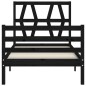 vidaXL Massivholzbett mit Kopfteil Schwarz 90x200 cm vidaXL Massivholzbett mit Kopfteil Schwarz 90x200 cm
