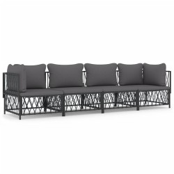 vidaXL 4-tlg. Garten-Lounge-Set mit Kissen Anthrazit Stahl