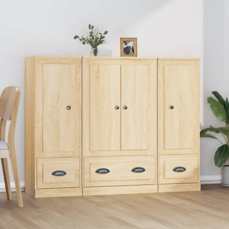 vidaXL Highboards 3 Stk. Sonoma-Eiche Holzwerkstoff