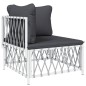 vidaXL 5-tlg. Garten-Lounge-Set mit Kissen Weiß Stahl vidaXL 5-tlg. Garten-Lounge-Set mit Kissen Weiß Stahl