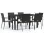 vidaXL 7-tlg. Garten-Essgruppe mit Kissen Schwarz Poly Rattan vidaXL 7-tlg. Garten-Essgruppe mit Kissen Schwarz Poly Rattan