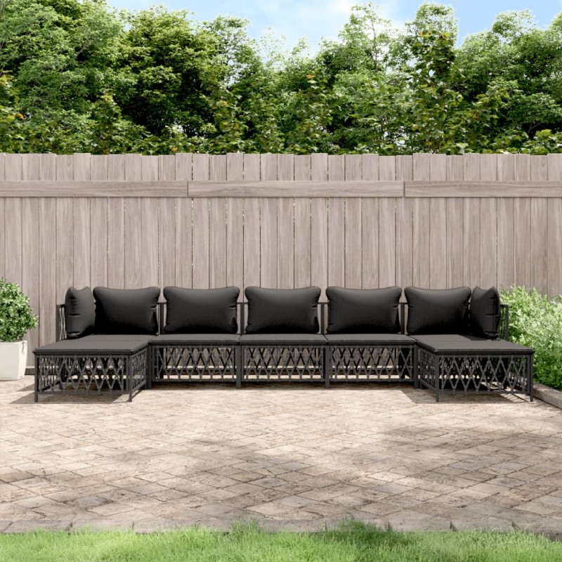 vidaXL 7-tlg. Garten-Lounge-Set mit Kissen Anthrazit Stahl vidaXL 7-tlg. Garten-Lounge-Set mit Kissen Anthrazit Stahl