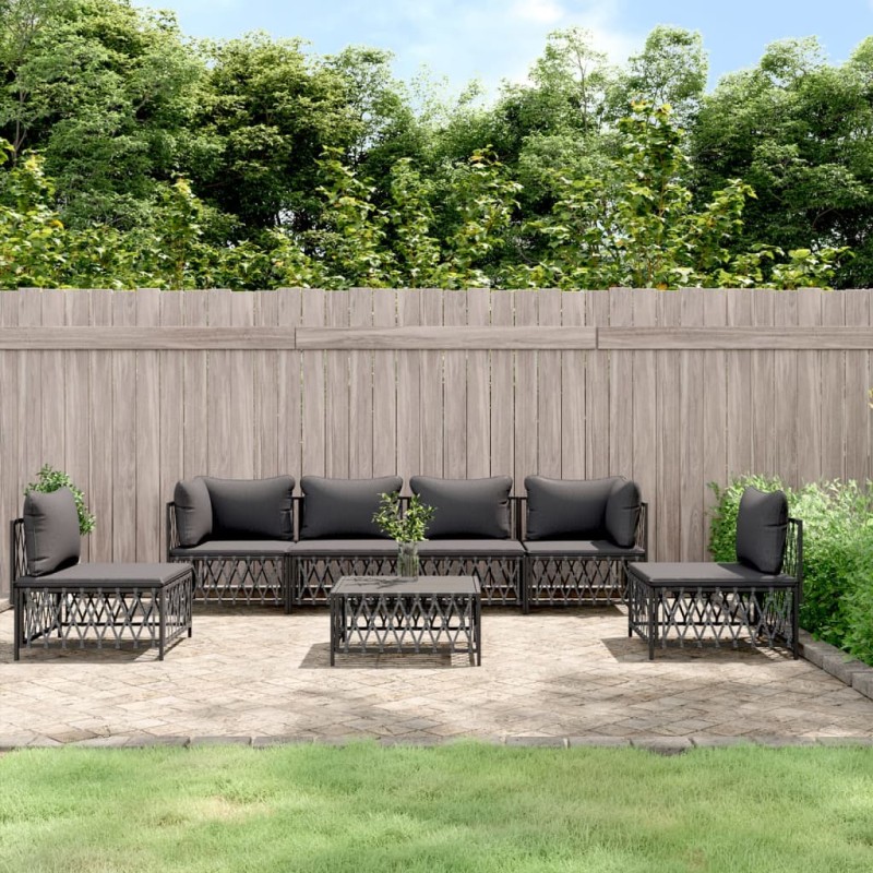 vidaXL 7-tlg. Garten-Lounge-Set mit Kissen Anthrazit Stahl vidaXL 7-tlg. Garten-Lounge-Set mit Kissen Anthrazit Stahl