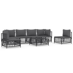 vidaXL 7-tlg. Garten-Lounge-Set mit Kissen Anthrazit Stahl