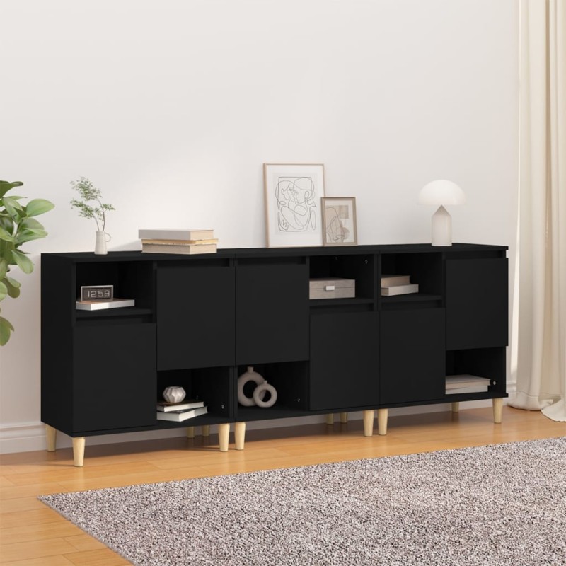 vidaXL Sideboards 3 Stk. Schwarz 60x35x70 cm Holzwerkstoff vidaXL Sideboards 3 Stk. Schwarz 60x35x70 cm Holzwerkstoff