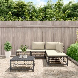vidaXL 6-tlg. Garten-Lounge-Set mit Kissen Anthrazit Poly Rattan