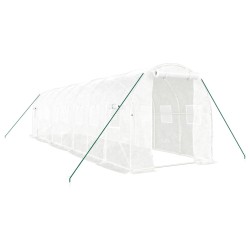 vidaXL Gewächshaus mit Stahlrahmen Weiß 16 m² 8x2x2 m