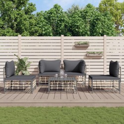 vidaXL 5-tlg. Garten-Lounge-Set mit Kissen Anthrazit Poly Rattan