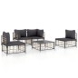 vidaXL 5-tlg. Garten-Lounge-Set mit Kissen Anthrazit Poly Rattan vidaXL 5-tlg. Garten-Lounge-Set mit Kissen Anthrazit Poly Rattan
