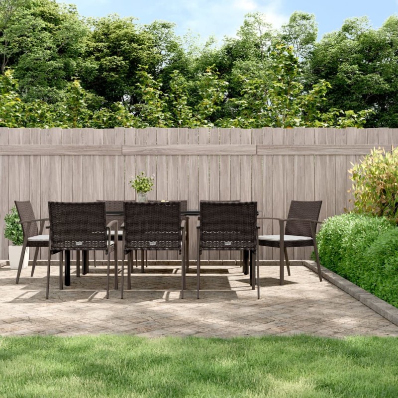 vidaXL 9-tlg. Garten-Essgruppe mit Kissen Poly Rattan und Stahl vidaXL 9-tlg. Garten-Essgruppe mit Kissen Poly Rattan und Stahl