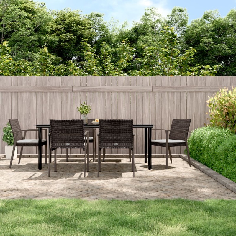 vidaXL 7-tlg. Garten-Essgruppe mit Kissen Poly Rattan und Stahl vidaXL 7-tlg. Garten-Essgruppe mit Kissen Poly Rattan und Stahl