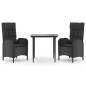 vidaXL 3-tlg. Garten-Essgruppe mit Kissen Schwarz Poly Rattan vidaXL 3-tlg. Garten-Essgruppe mit Kissen Schwarz Poly Rattan