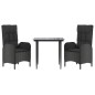 vidaXL 3-tlg. Garten-Essgruppe mit Kissen Schwarz Poly Rattan vidaXL 3-tlg. Garten-Essgruppe mit Kissen Schwarz Poly Rattan