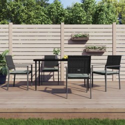 vidaXL 5-tlg. Garten-Essgruppe mit Kissen Poly Rattan und Stahl