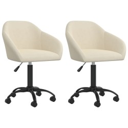 Esszimmerstühle 2 Stk. Drehbar Creme Samt