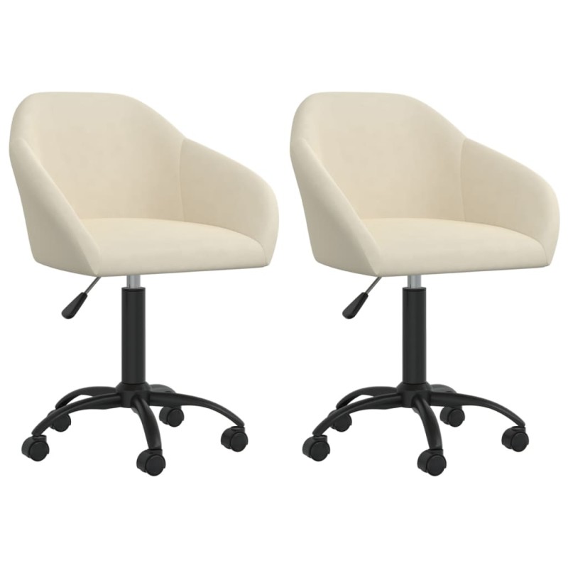 Esszimmerstühle 2 Stk. Drehbar Creme Samt Esszimmerstühle 2 Stk. Drehbar Creme Samt
