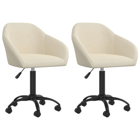 Esszimmerstühle 2 Stk. Drehbar Creme Samt