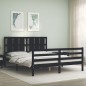 vidaXL Massivholzbett mit Kopfteil Schwarz 160x200 cm vidaXL Massivholzbett mit Kopfteil Schwarz 160x200 cm