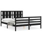 vidaXL Massivholzbett mit Kopfteil Schwarz 160x200 cm vidaXL Massivholzbett mit Kopfteil Schwarz 160x200 cm