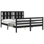 vidaXL Massivholzbett mit Kopfteil Schwarz 160x200 cm vidaXL Massivholzbett mit Kopfteil Schwarz 160x200 cm