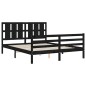 vidaXL Massivholzbett mit Kopfteil Schwarz 160x200 cm vidaXL Massivholzbett mit Kopfteil Schwarz 160x200 cm