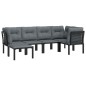 vidaXL 6-tlg. Garten-Lounge-Set Schwarz und Grau Poly Rattan vidaXL 6-tlg. Garten-Lounge-Set Schwarz und Grau Poly Rattan