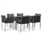 vidaXL 7-tlg. Garten-Essgruppe mit Kissen Poly Rattan und Stahl vidaXL 7-tlg. Garten-Essgruppe mit Kissen Poly Rattan und Stahl