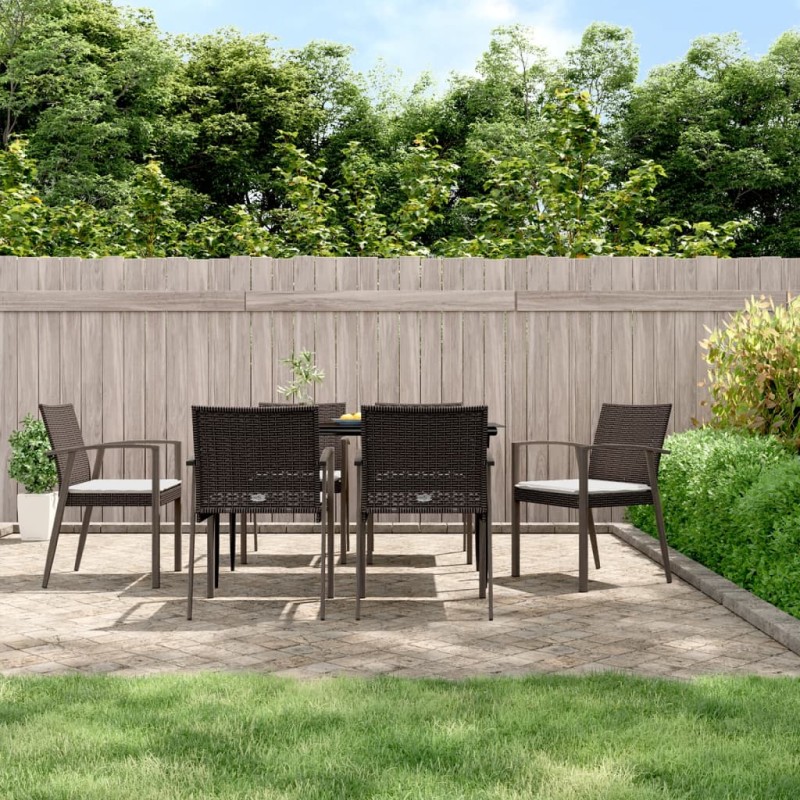 vidaXL 7-tlg. Garten-Essgruppe mit Kissen Poly Rattan und Stahl vidaXL 7-tlg. Garten-Essgruppe mit Kissen Poly Rattan und Stahl