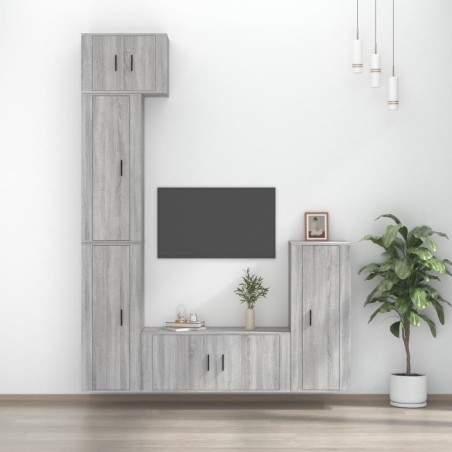 vidaXL 5-tlg. TV-Schrank-Set Grau Sonoma Holzwerkstoff