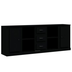 vidaXL Sideboards 3 Stk. Schwarz Holzwerkstoff
