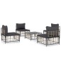 vidaXL 5-tlg. Garten-Lounge-Set mit Kissen Anthrazit Poly Rattan vidaXL 5-tlg. Garten-Lounge-Set mit Kissen Anthrazit Poly Rattan