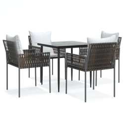 vidaXL 5-tlg. Garten-Essgruppe mit Kissen Poly Rattan und Stahl