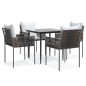 vidaXL 5-tlg. Garten-Essgruppe mit Kissen Poly Rattan und Stahl vidaXL 5-tlg. Garten-Essgruppe mit Kissen Poly Rattan und Stahl