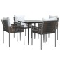 vidaXL 5-tlg. Garten-Essgruppe mit Kissen Poly Rattan und Stahl vidaXL 5-tlg. Garten-Essgruppe mit Kissen Poly Rattan und Stahl