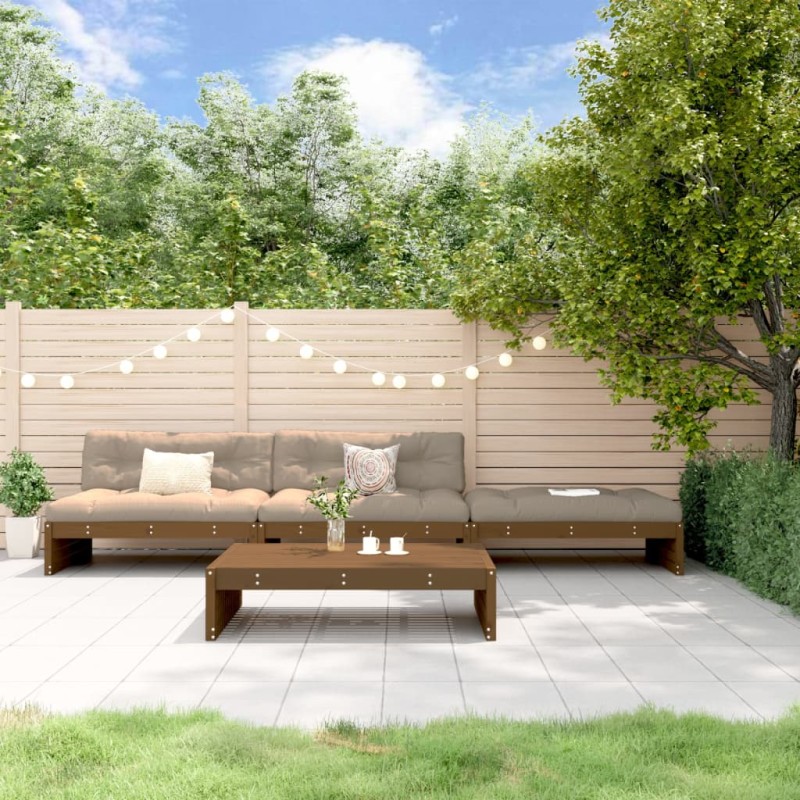 vidaXL 4-tlg. Garten-Lounge-Set mit Kissen Honigbraun Massivholz vidaXL 4-tlg. Garten-Lounge-Set mit Kissen Honigbraun Massivholz