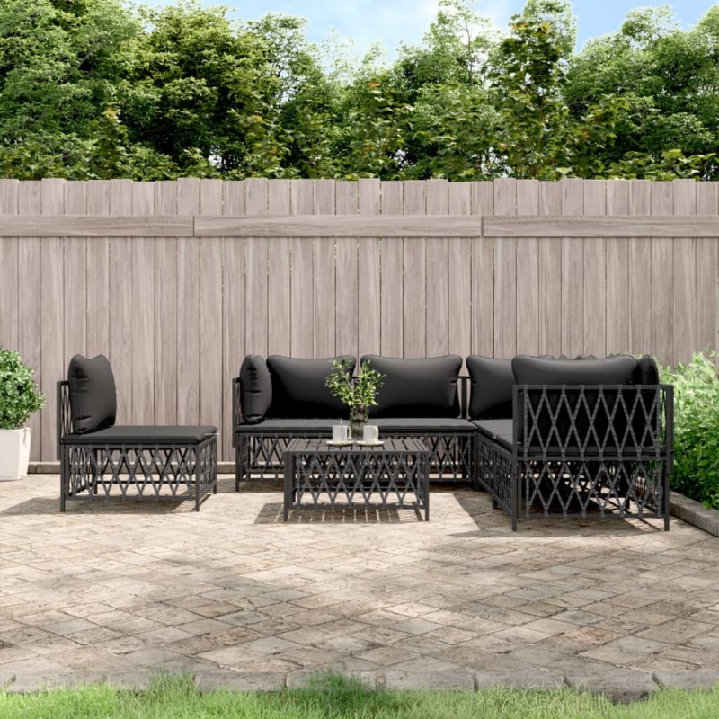 vidaXL 6-tlg. Garten-Lounge-Set mit Kissen Anthrazit Stahl vidaXL 6-tlg. Garten-Lounge-Set mit Kissen Anthrazit Stahl