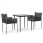 vidaXL 3-tlg. Garten-Essgruppe mit Kissen Poly Rattan und Stahl vidaXL 3-tlg. Garten-Essgruppe mit Kissen Poly Rattan und Stahl