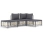 vidaXL 4-tlg. Garten-Lounge-Set mit Kissen Anthrazit Poly Rattan vidaXL 4-tlg. Garten-Lounge-Set mit Kissen Anthrazit Poly Rattan