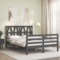 vidaXL Massivholzbett mit Kopfteil Grau 140x200 cm